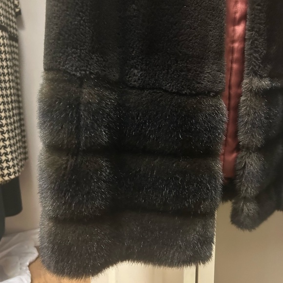 STERLING STALL CANADA Vintage MOB WIFE Chocolate Double Breasted Faux Fur S 12 - Picture 5 of 12